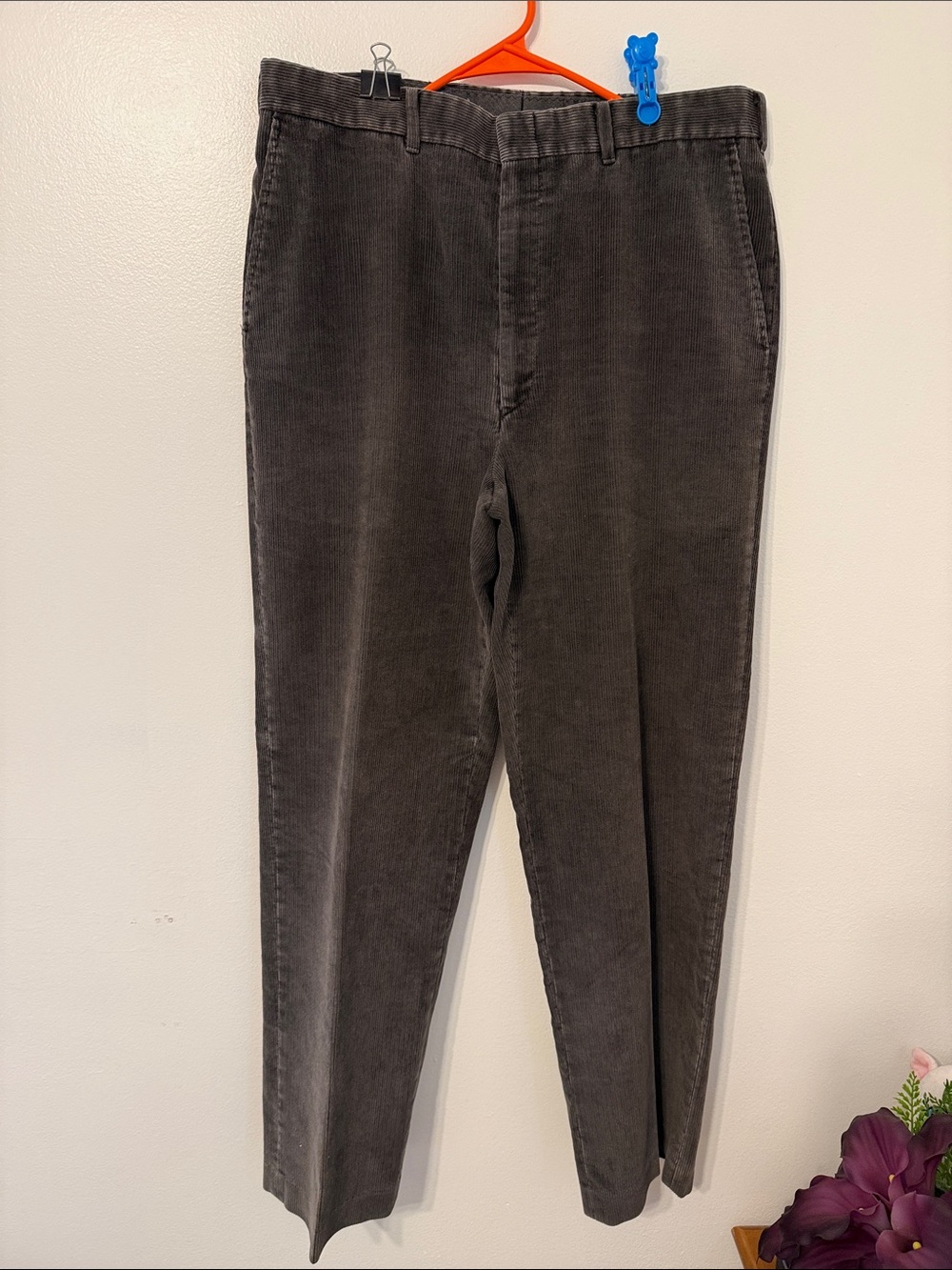 Haggar Men's Charcoal Corduroy Pants - Classic Tailored Fit